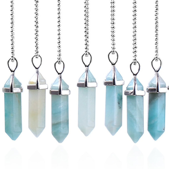 Olivenorma Hexagonal Column Pendant Natural Stone Beaded Necklace main image 0